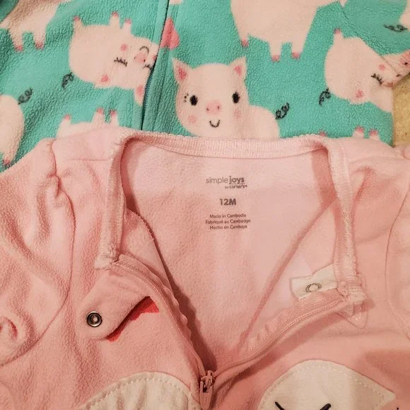 Lot of 7 Girl's Footed Sleepers 12 months - Picture 3 of 3